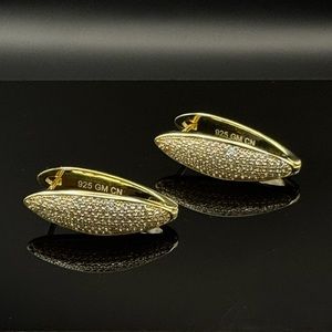 925 Sterling Silver Earrings Gold and Diamonds Drop Earrings Women’s Jewelry